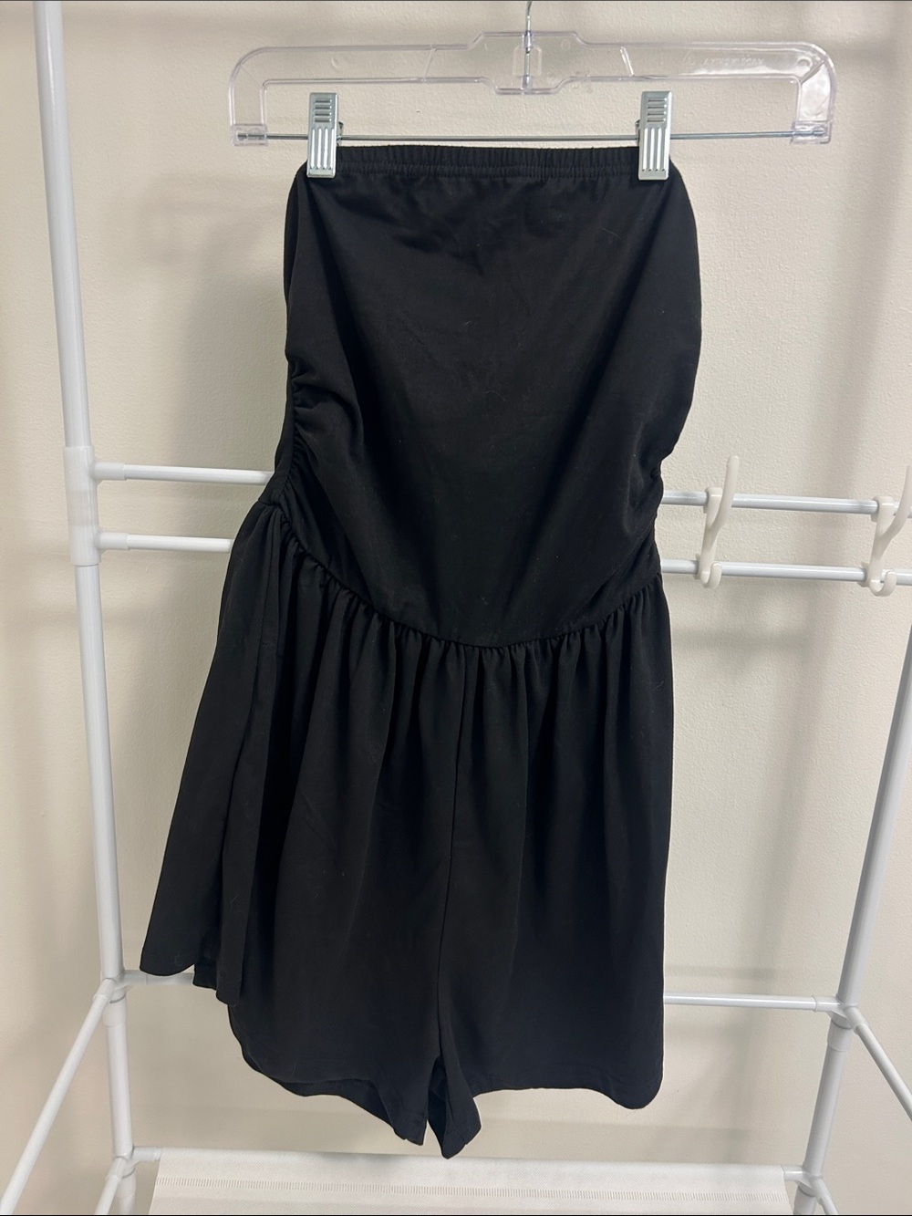 SHEIN Black High-Low Gathered Waist romper